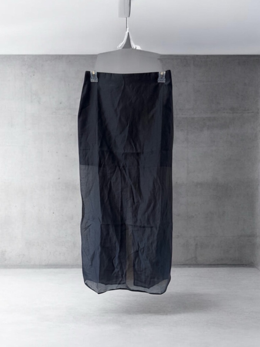 Long Black Skirt with Sheer Slit Bottom Size Size Small